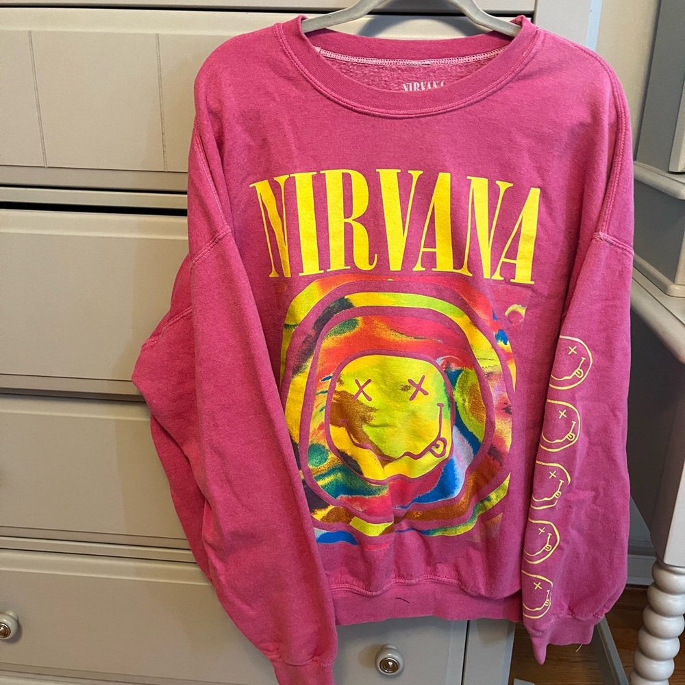 NIRVANA Pink Sweatshirt with Colorful Graphic
